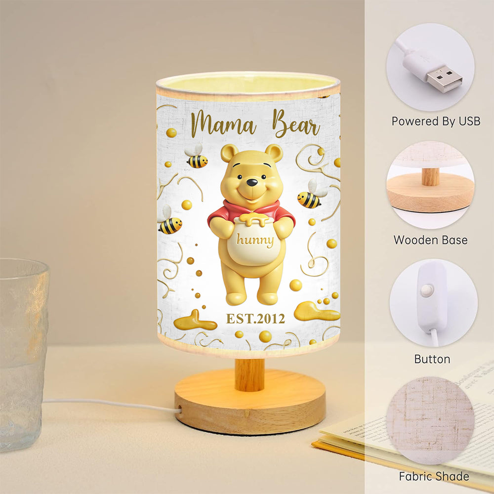 Mama Bear - Personalized Mouse Table Lamp with Wood Base