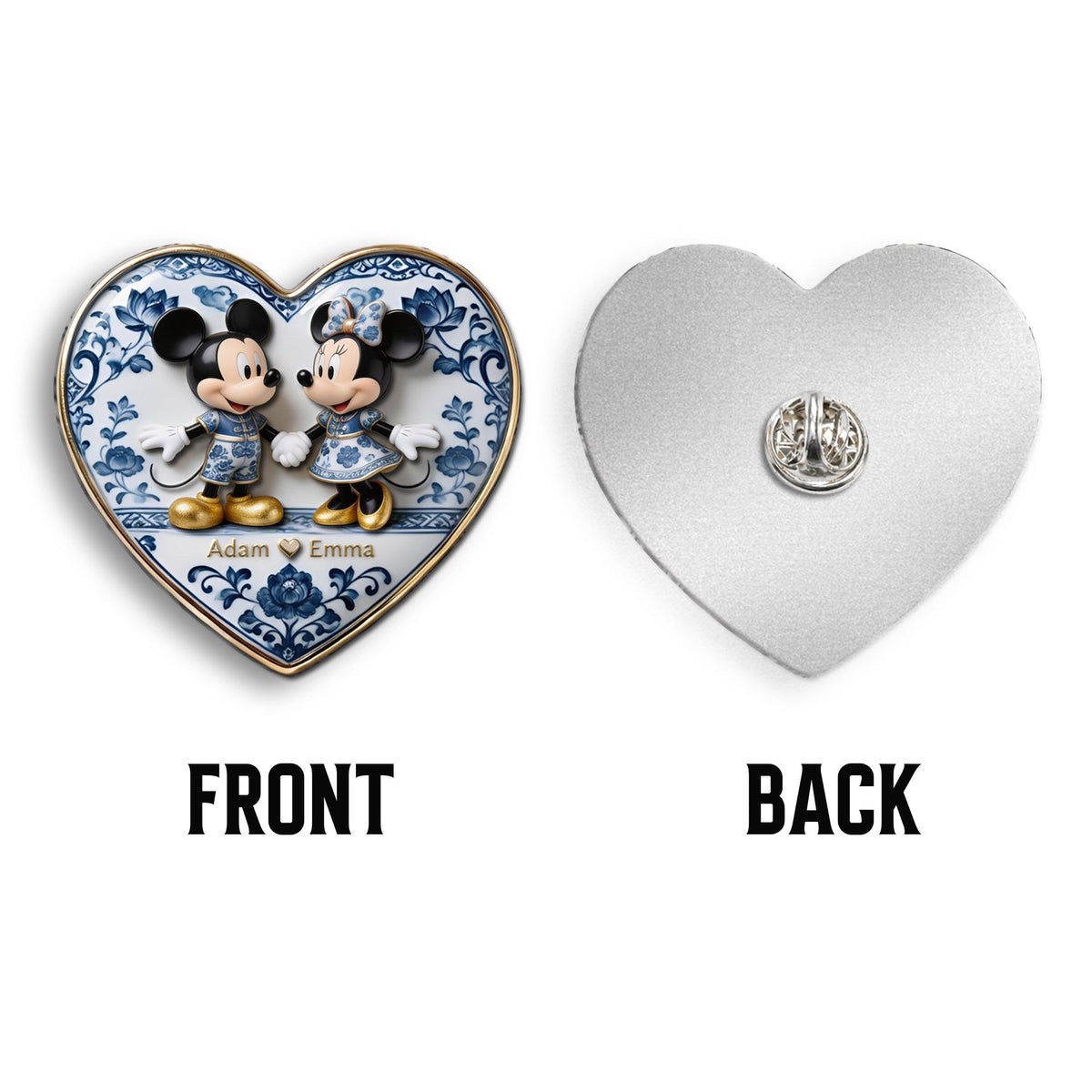 Blue & White Mouse Couple - Personalized Mouse 3D Embossed Enamel Pin
