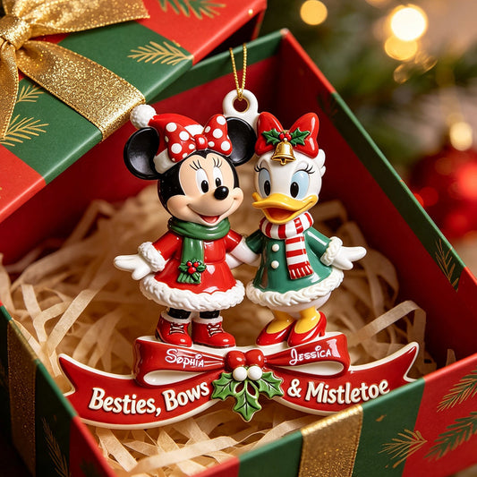 Magical Friends - Besties, Bows & Mistletoe - Personalized Bestie Premium 3D Ornament