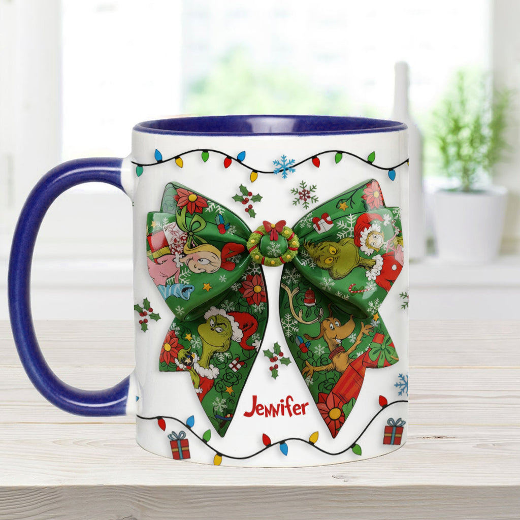 Green Ribbon Mischief Naughty - Personalized Stole Christmas Accent Mug
