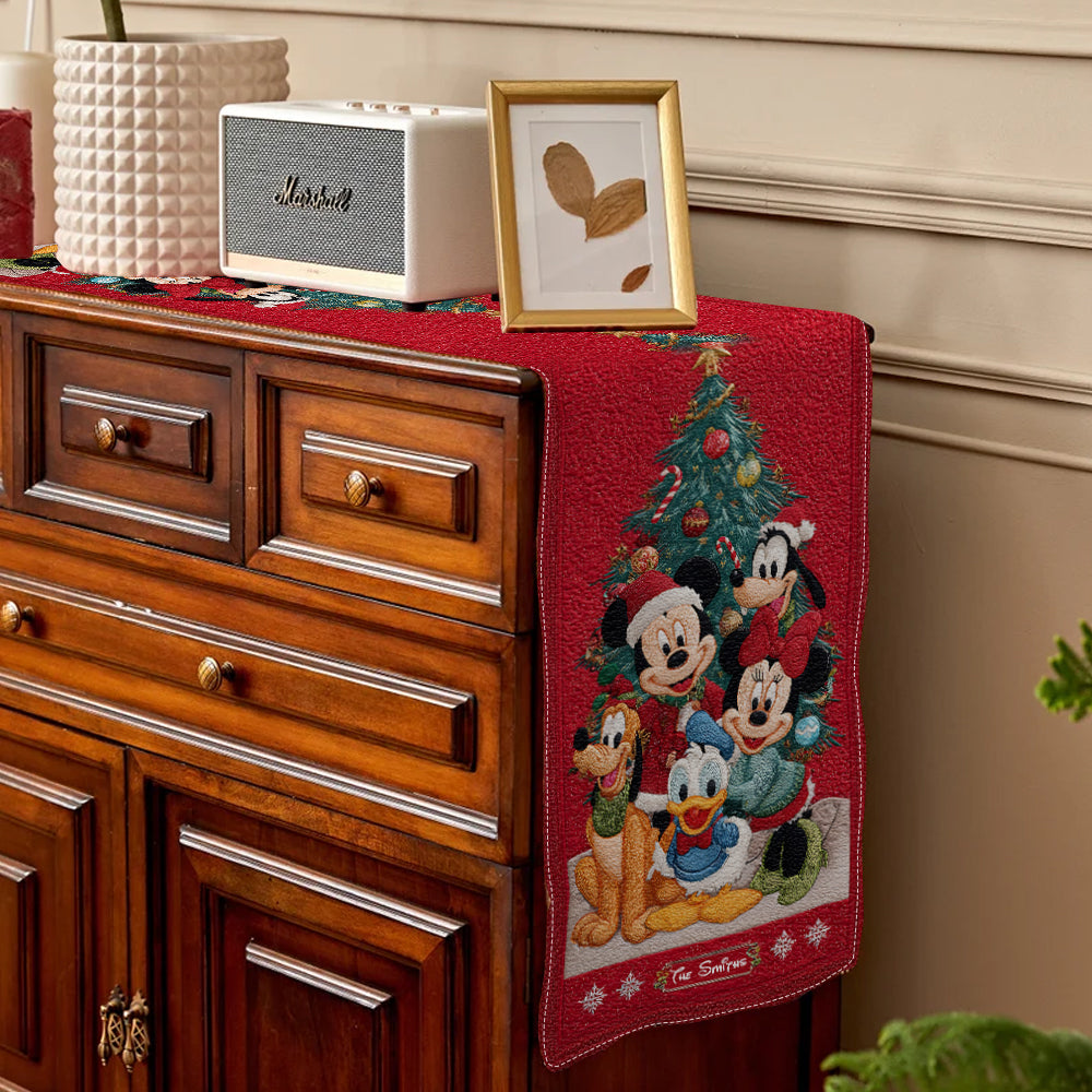 Family Gift Merry Christmas - Personalized Mouse Table Runner