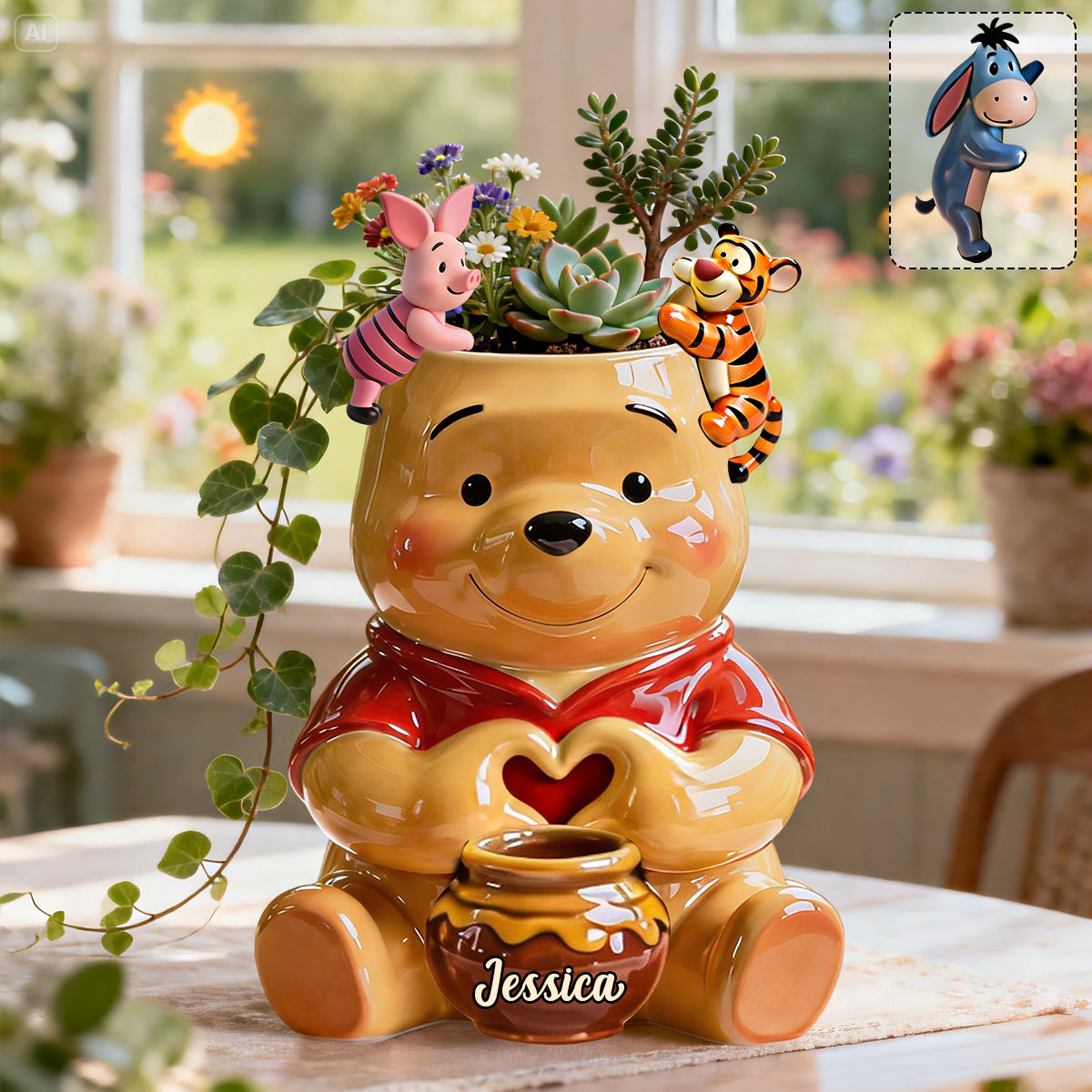 Honey Bear - Personalized Yellow Bear Acrylic Pot & Stake