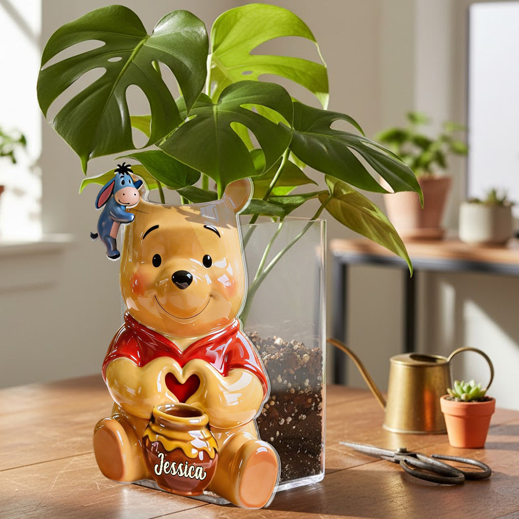 Honey Bear - Personalized Yellow Bear Acrylic Pot & Stake