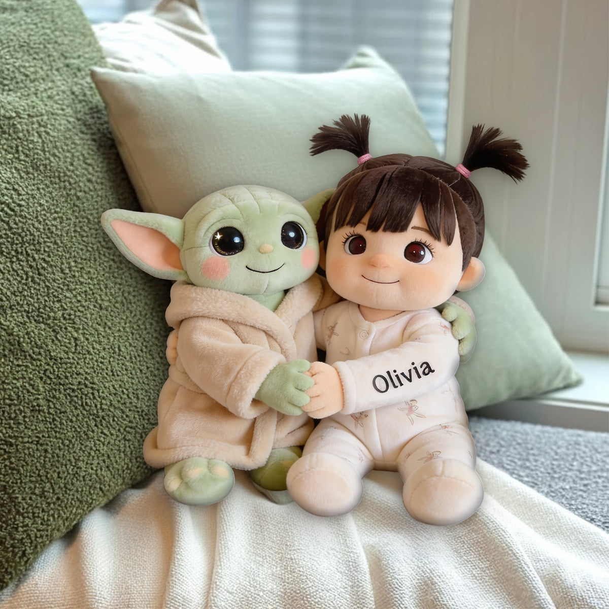 Cute Galaxy Alien - Personalized The Force Premium Faux Fur Pillow