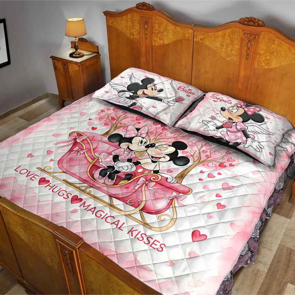 Main Street Sweethearts Pink - Personalized Mouse Quilt Set