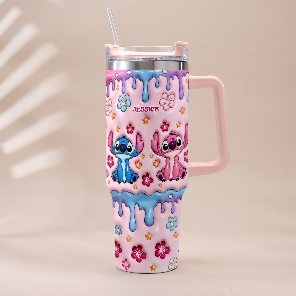 Ohana Cartoon Monster - Personalized Ohana Tumbler With Plush Charm