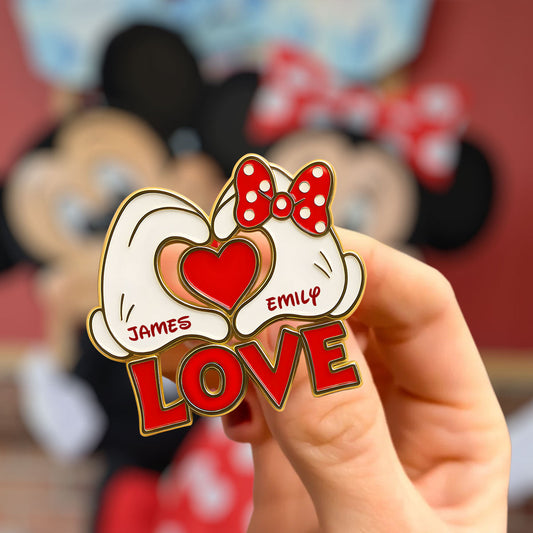Couple Mouse Hands Heart Shape - Personalized Mouse Pin