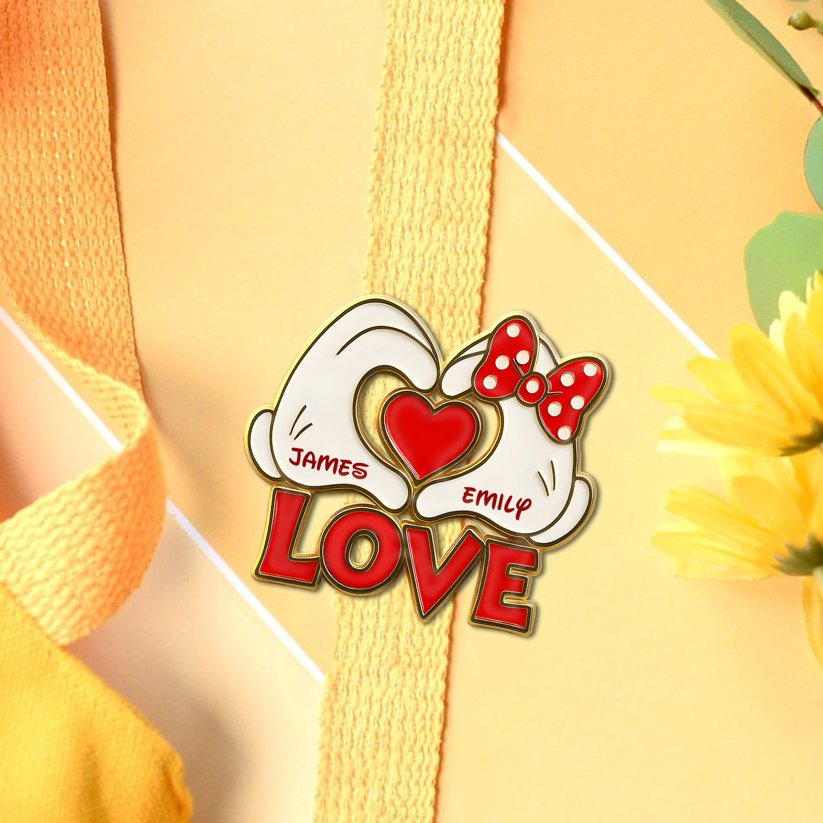 Couple Mouse Hands Heart Shape - Personalized Mouse Pin