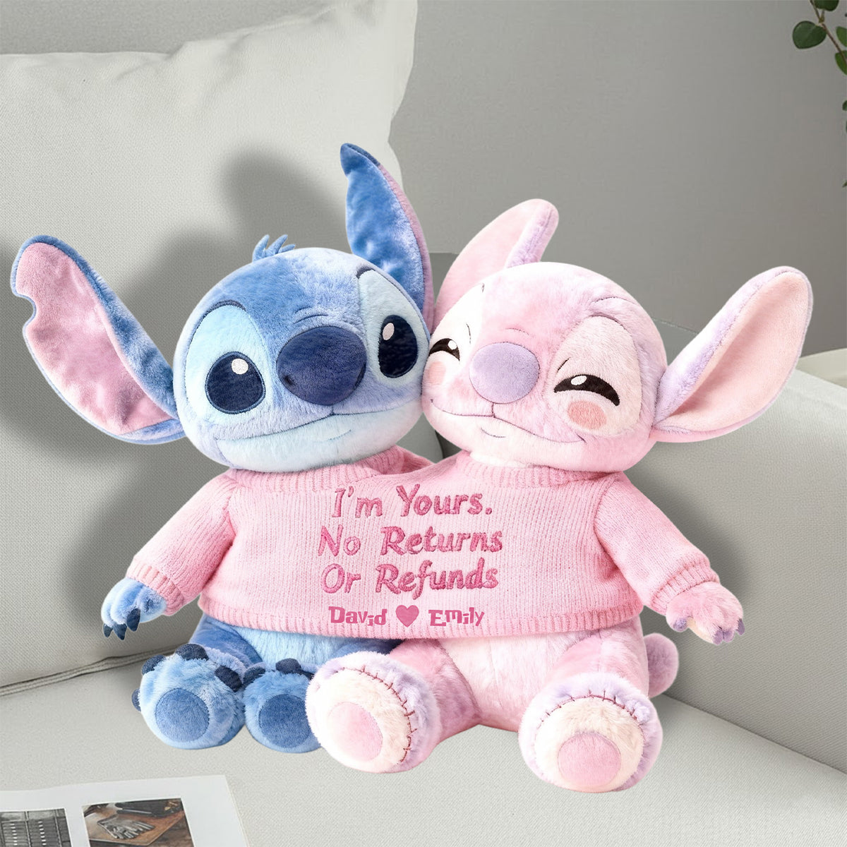 I'm Yours No Returns Or Refunds - Personalized Ohana Faux Fur Shaped Pillow