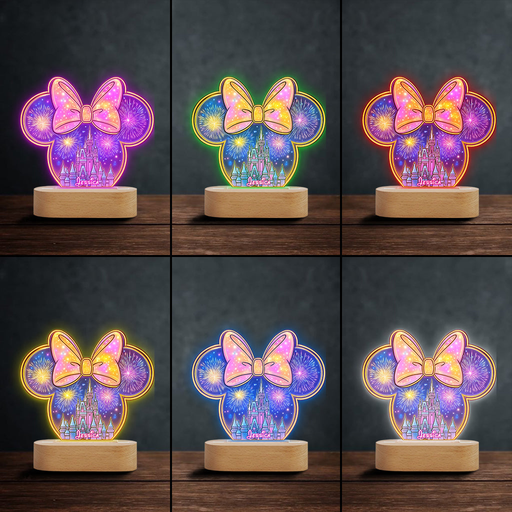 Magic Mouse Castle - Bedroom Decor For Girl - Personalized Kid Shaped Plaque Light Base
