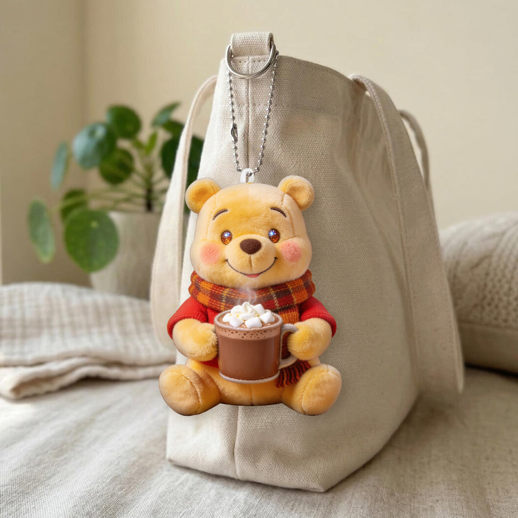 Fall Vibes - Personalized Yellow Bear Tumbler With Plush Charm