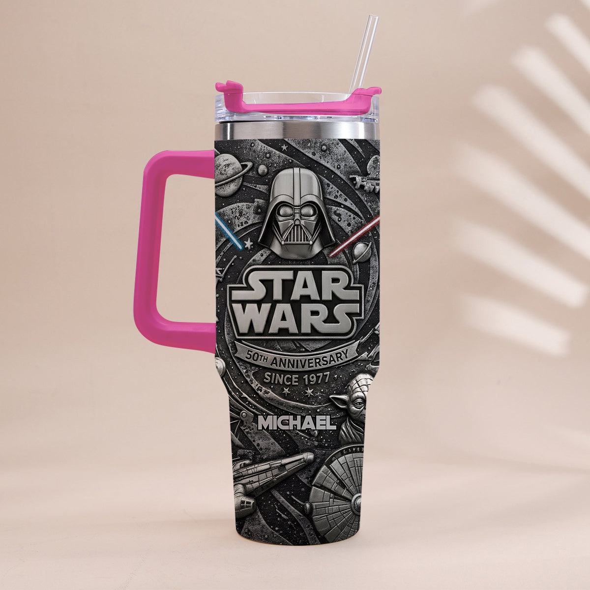 Galaxy Star War Anniversary - Personalized The Force Tumbler With Handle