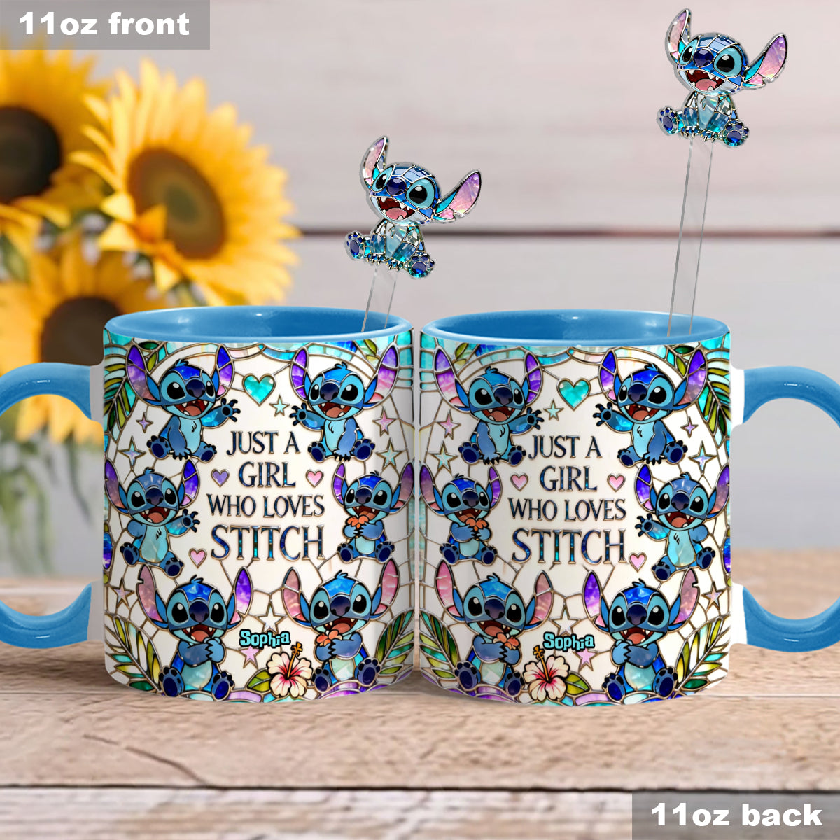 Just A Girl Who Loves Stitch - Personalized Ohana Set Accent Mug with Acrylic Stirrers