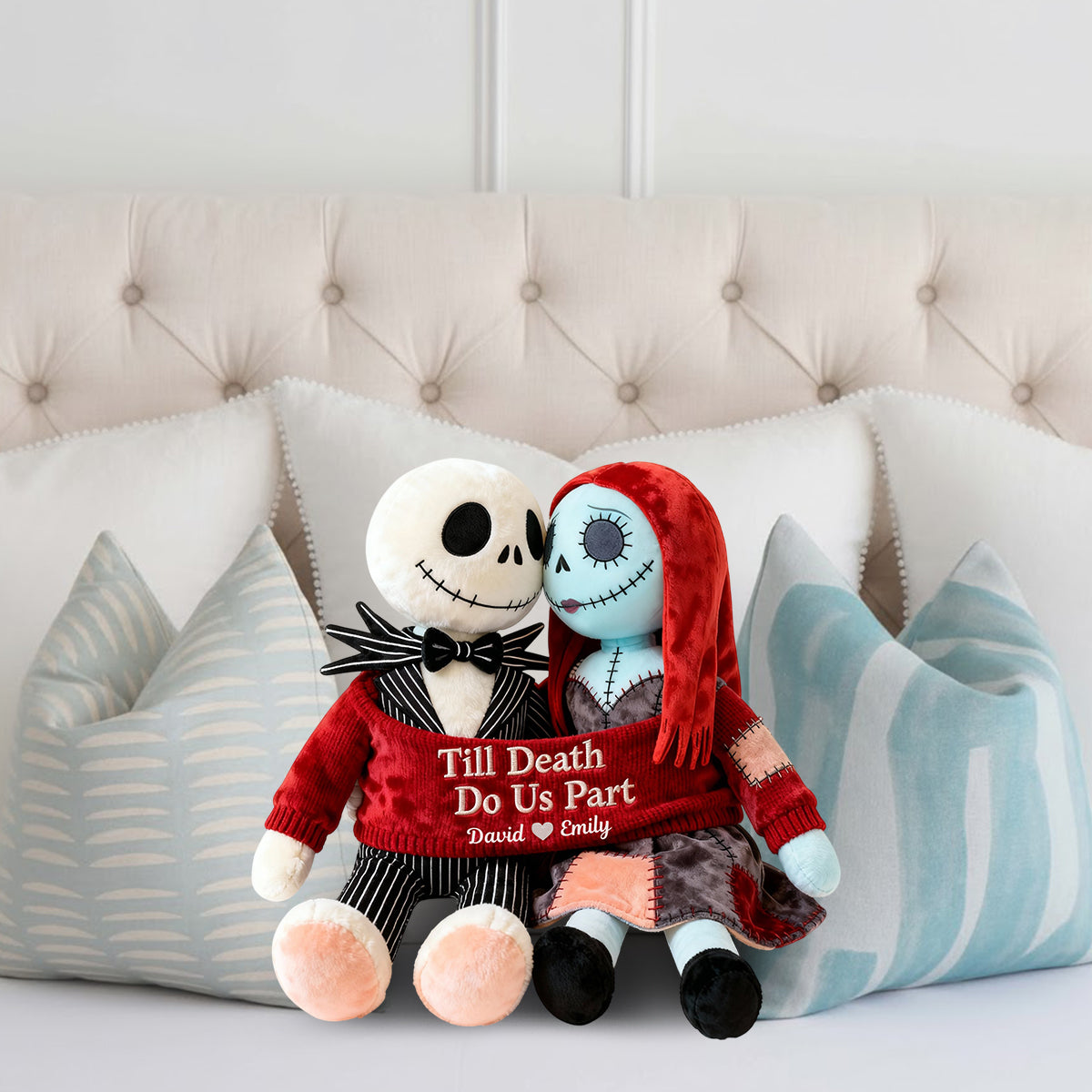 Till Death Do Us Part - Personalized Nightmare Faux Fur Shaped Pillow