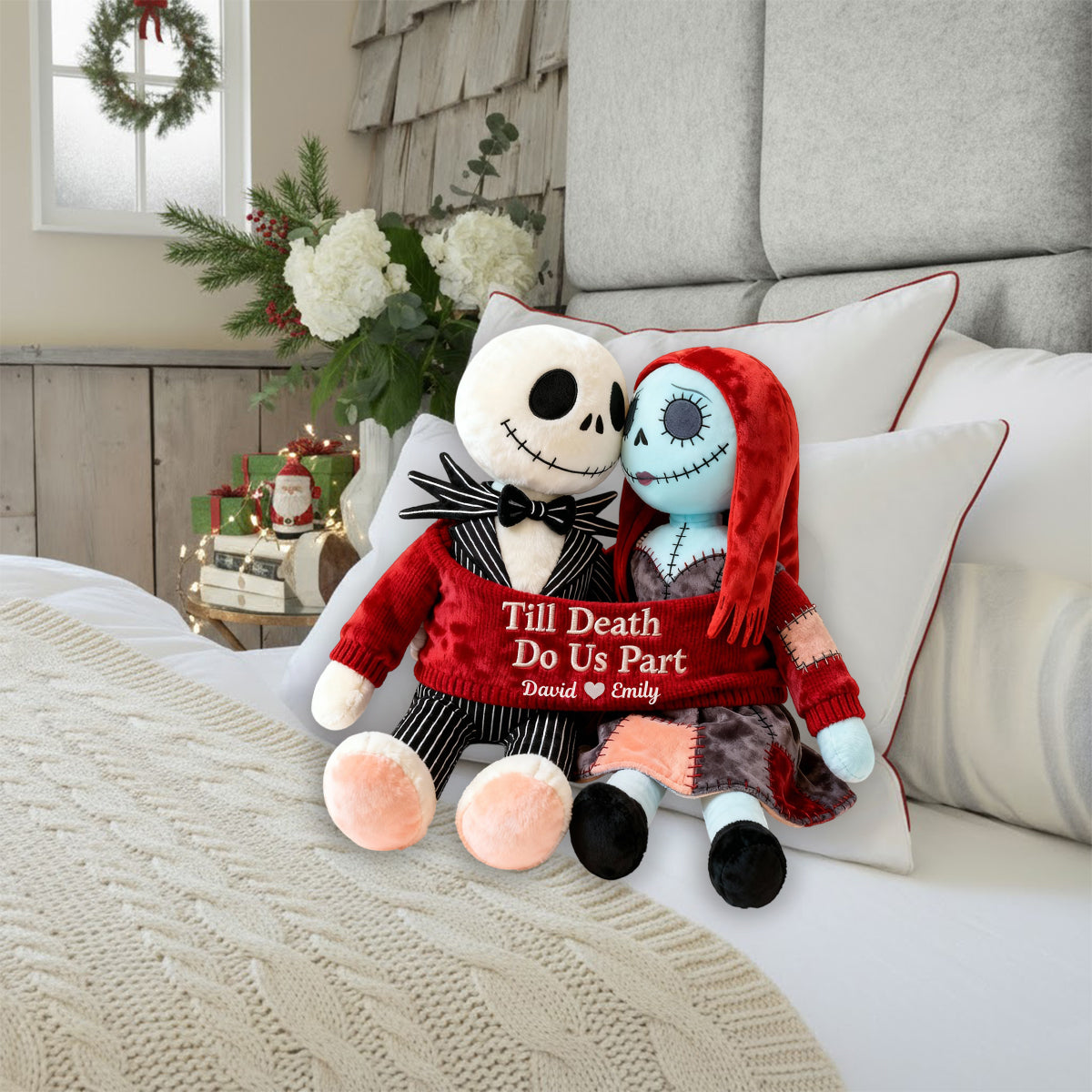 Till Death Do Us Part - Personalized Nightmare Faux Fur Shaped Pillow