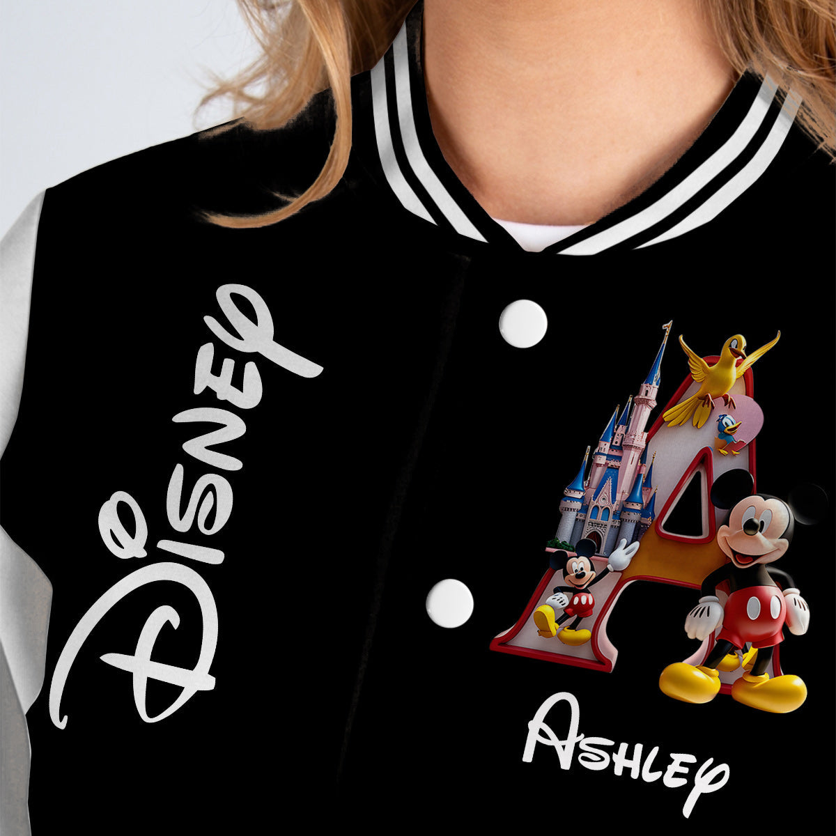 Magical Initial Letter - Personalized Mouse Varsity Jacket