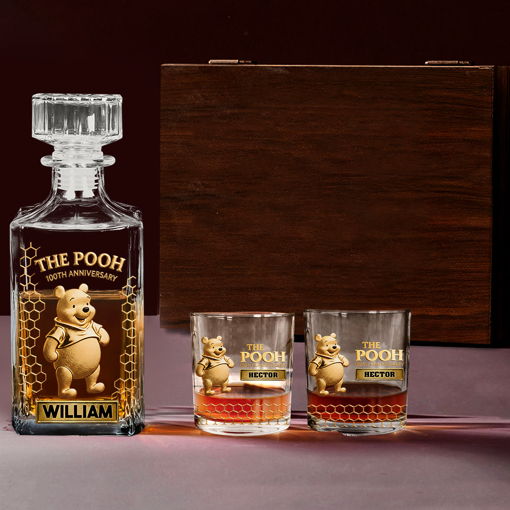 Forever A Friend - Personalized Yellow Bear Whiskey Decanter Set