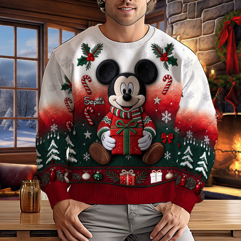 Merry Christmas - Personalized Mouse Ugly Sweater