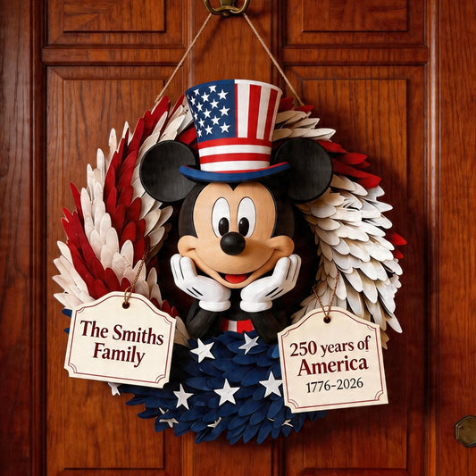 250 Years Of America - Personalized Mouse Custom Shaped Wood Sign