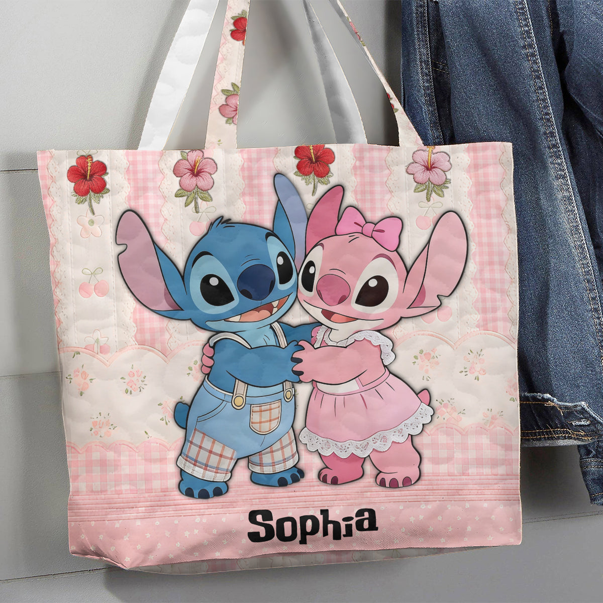 Cute Cartoon Monster - Personalized Ohana Quilted Tote Bag
