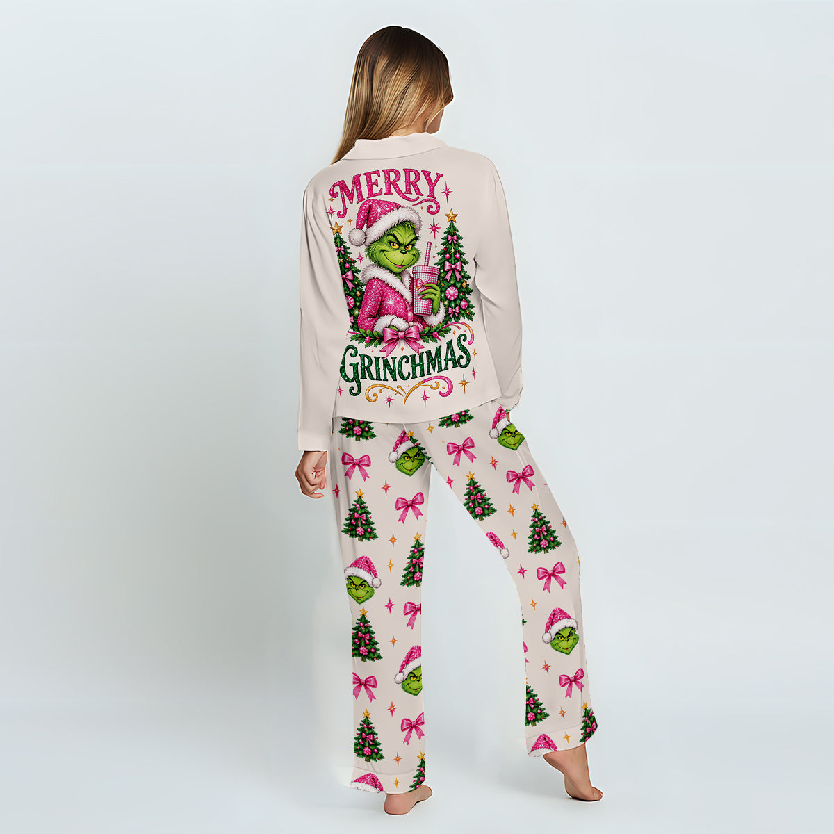 Merry Grinchmas - Personalized Stole Christmas Button Down Pajamas