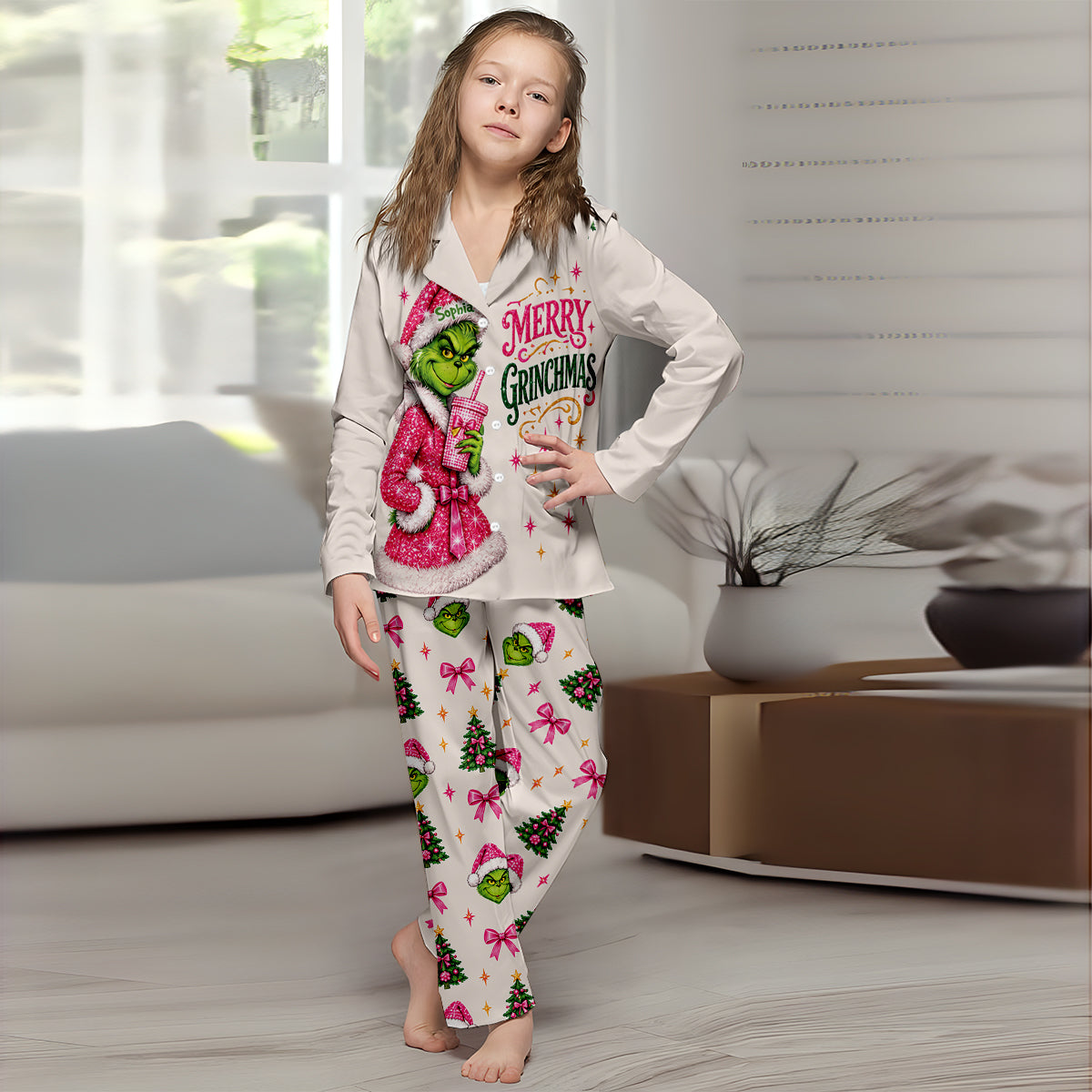 Merry Grinchmas - Personalized Stole Christmas Button Down Pajamas