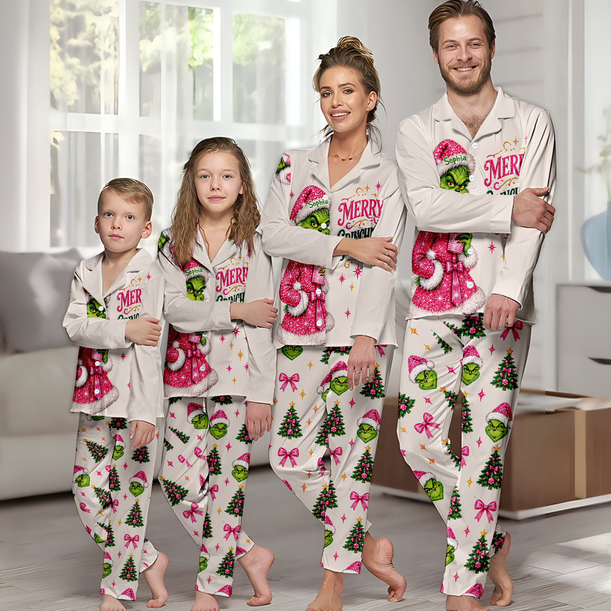 Merry Grinchmas - Personalized Stole Christmas Button Down Pajamas