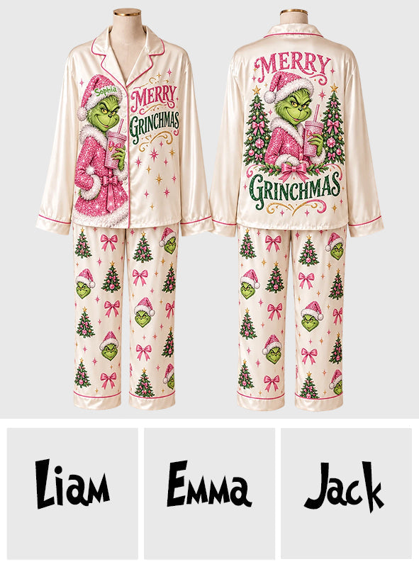 Merry Grinchmas - Personalized Stole Christmas Button Down Pajamas