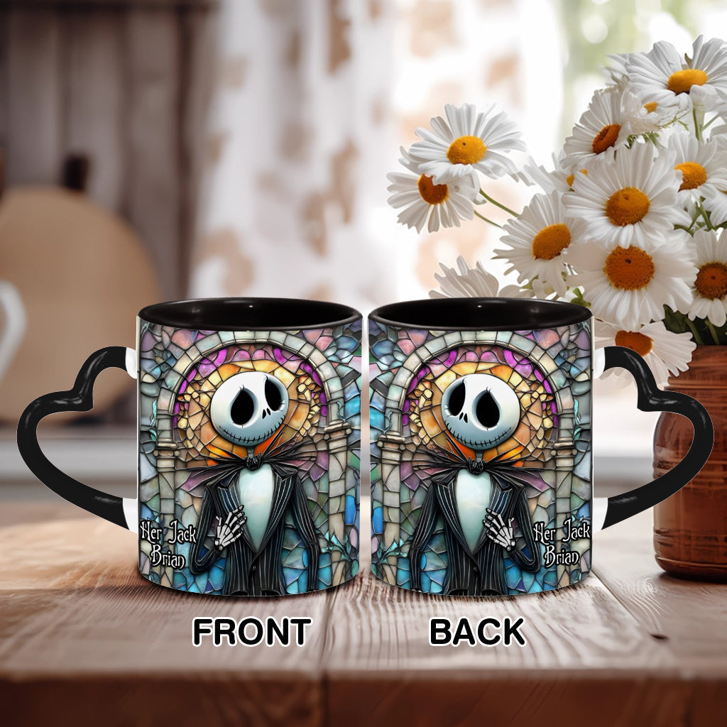 Her Jack His Sally - Personalized Nightmare Heart Handle Mug