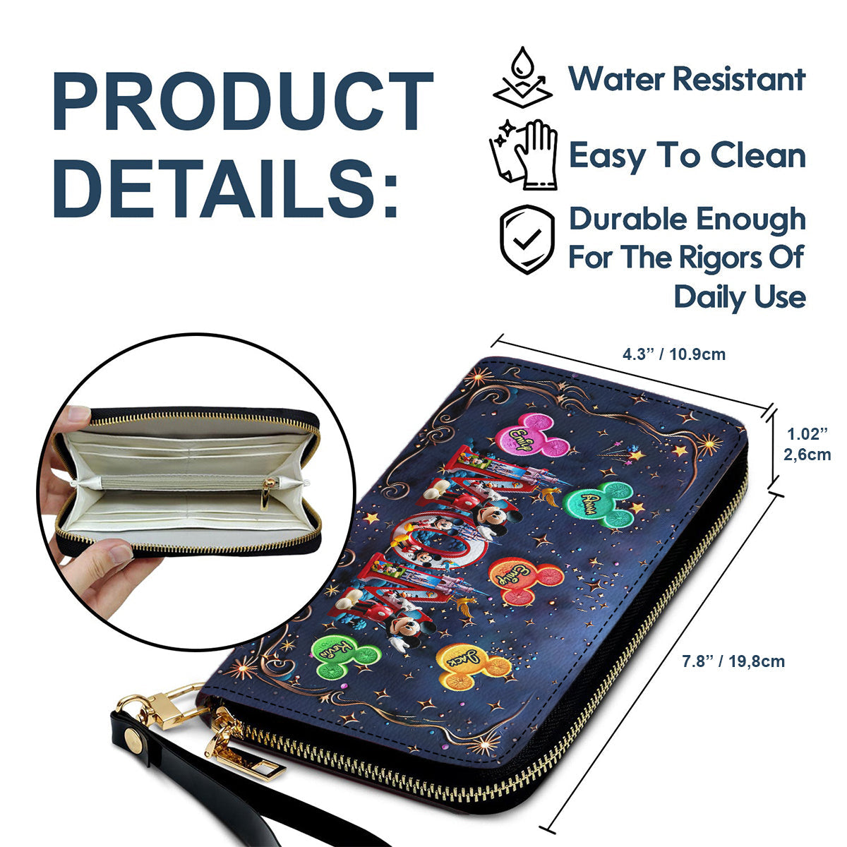 Magical Mama Nana Alphabet - Personalized Mouse Leather Handbag & Leather Long Wallet
