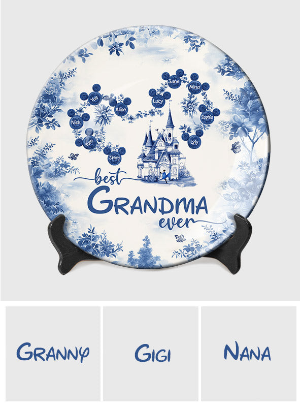 Best Grandma Ever - Personalized Mouse Ceramic Round Plate