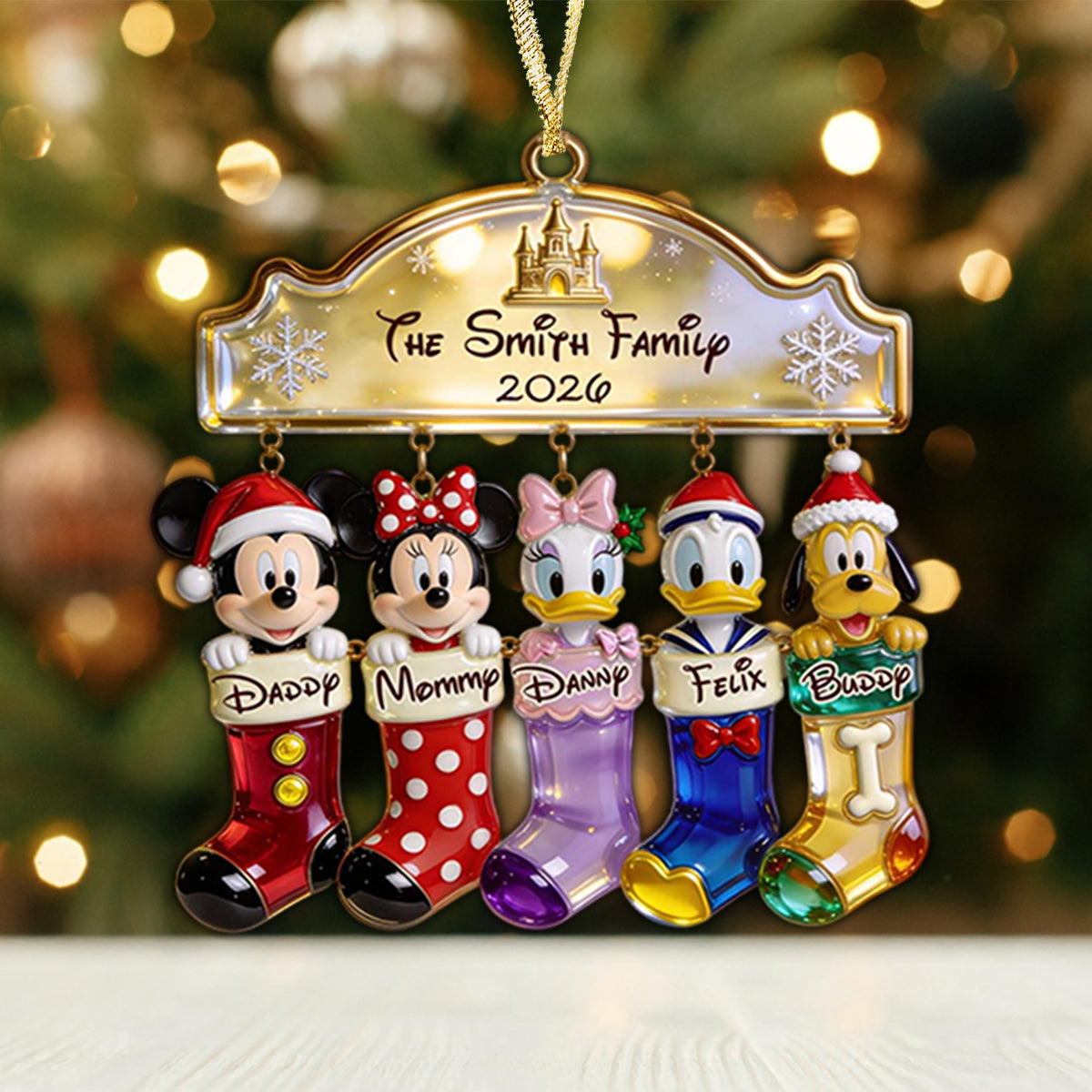 Merry Christmas - Personalized Mouse Ornament With Charm