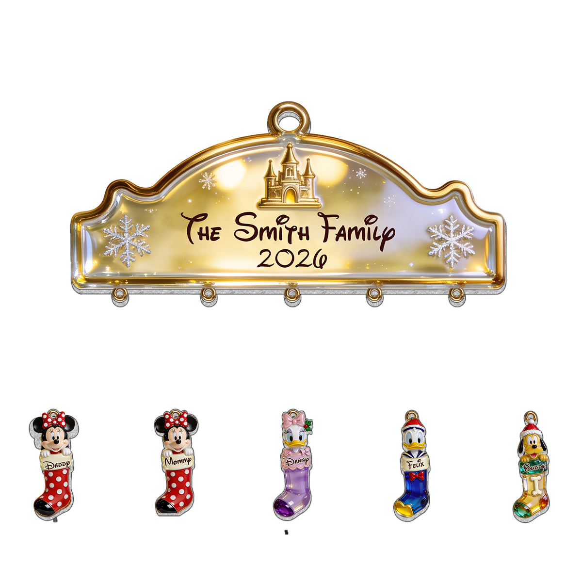Merry Christmas - Personalized Mouse Ornament With Charm