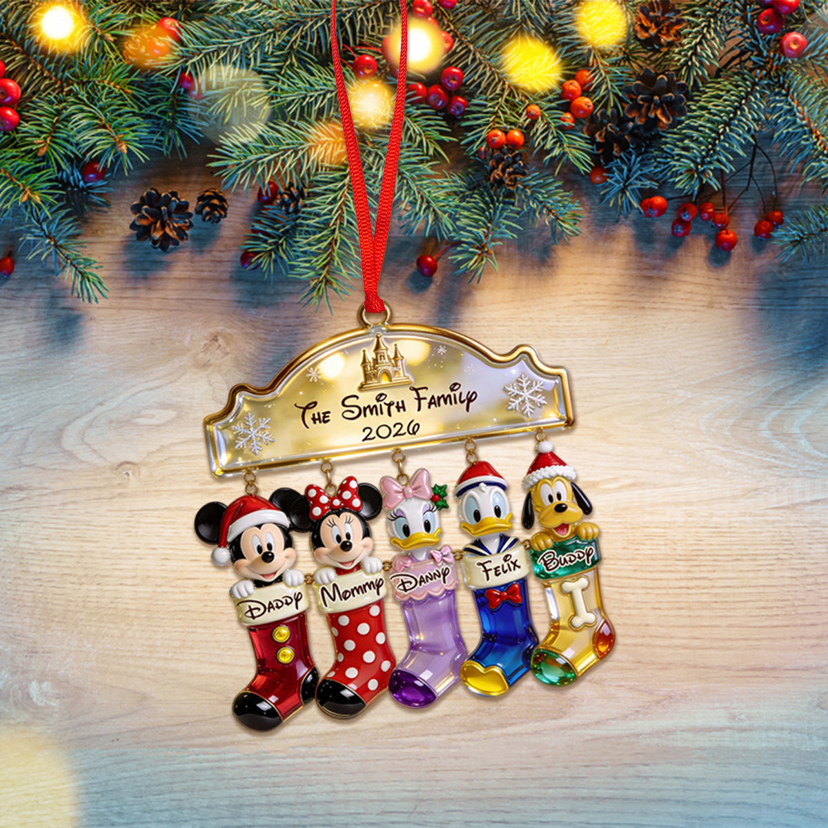 Merry Christmas - Personalized Mouse Ornament With Charm