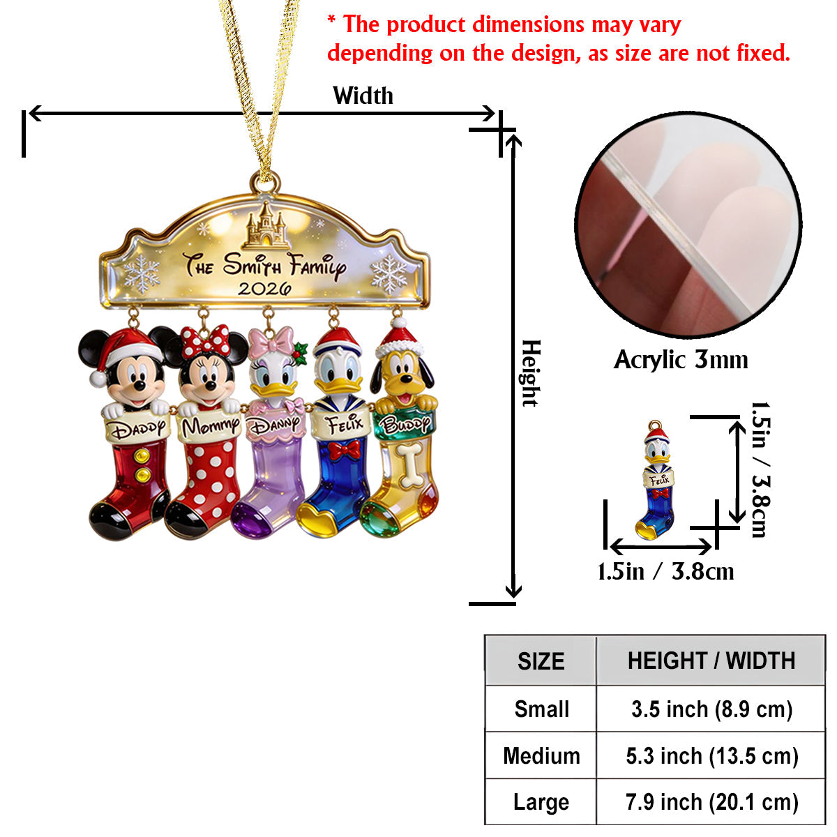 Merry Christmas - Personalized Mouse Ornament With Charm
