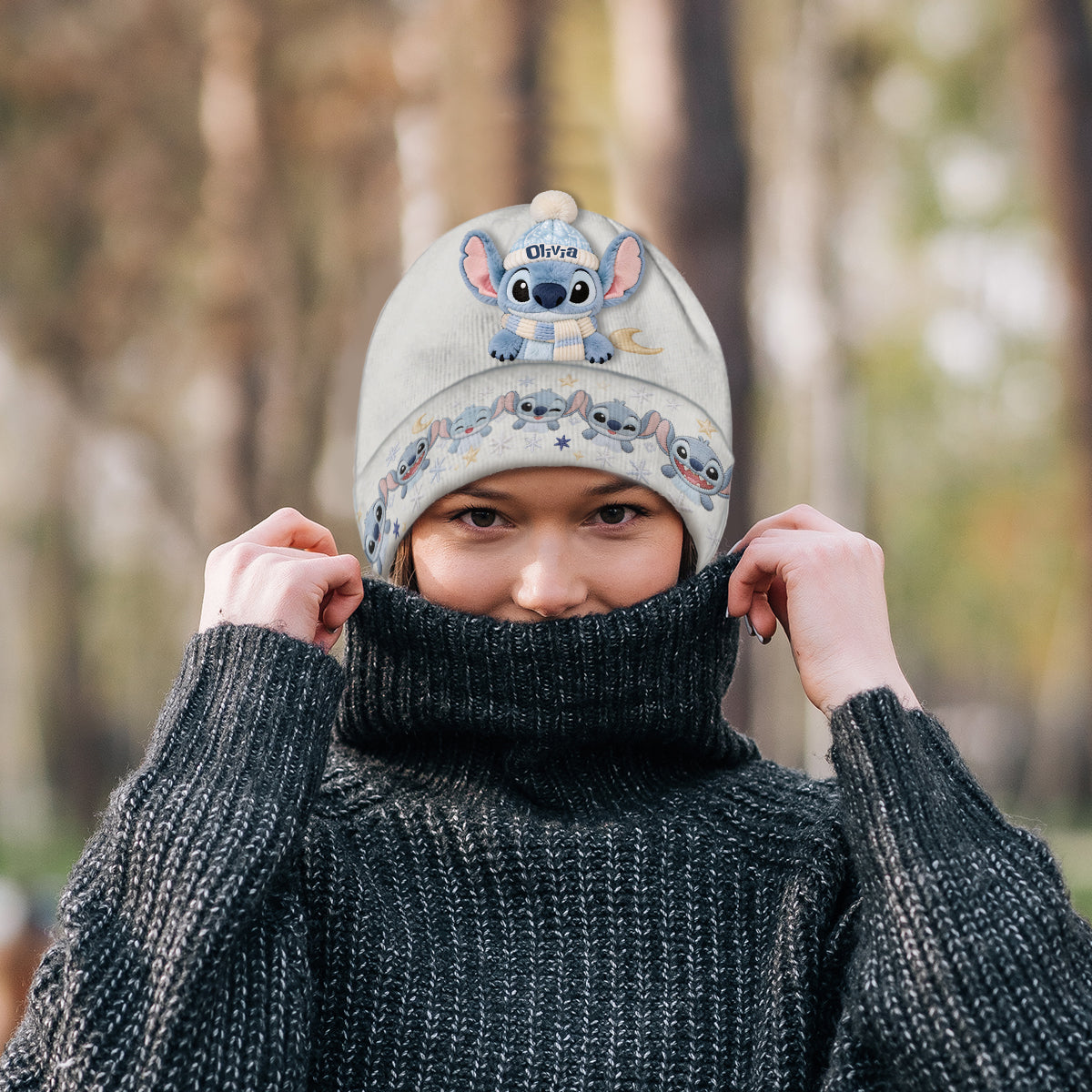 Blue Ohana - Personalized Ohana Beanie Hat With Patches