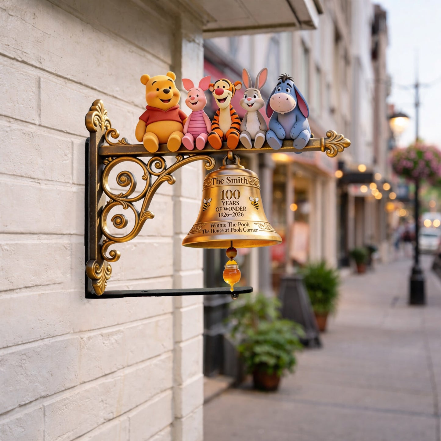 100 Years Of Wonder - Personalized Yellow Bear Wooden Wall Mount Sign