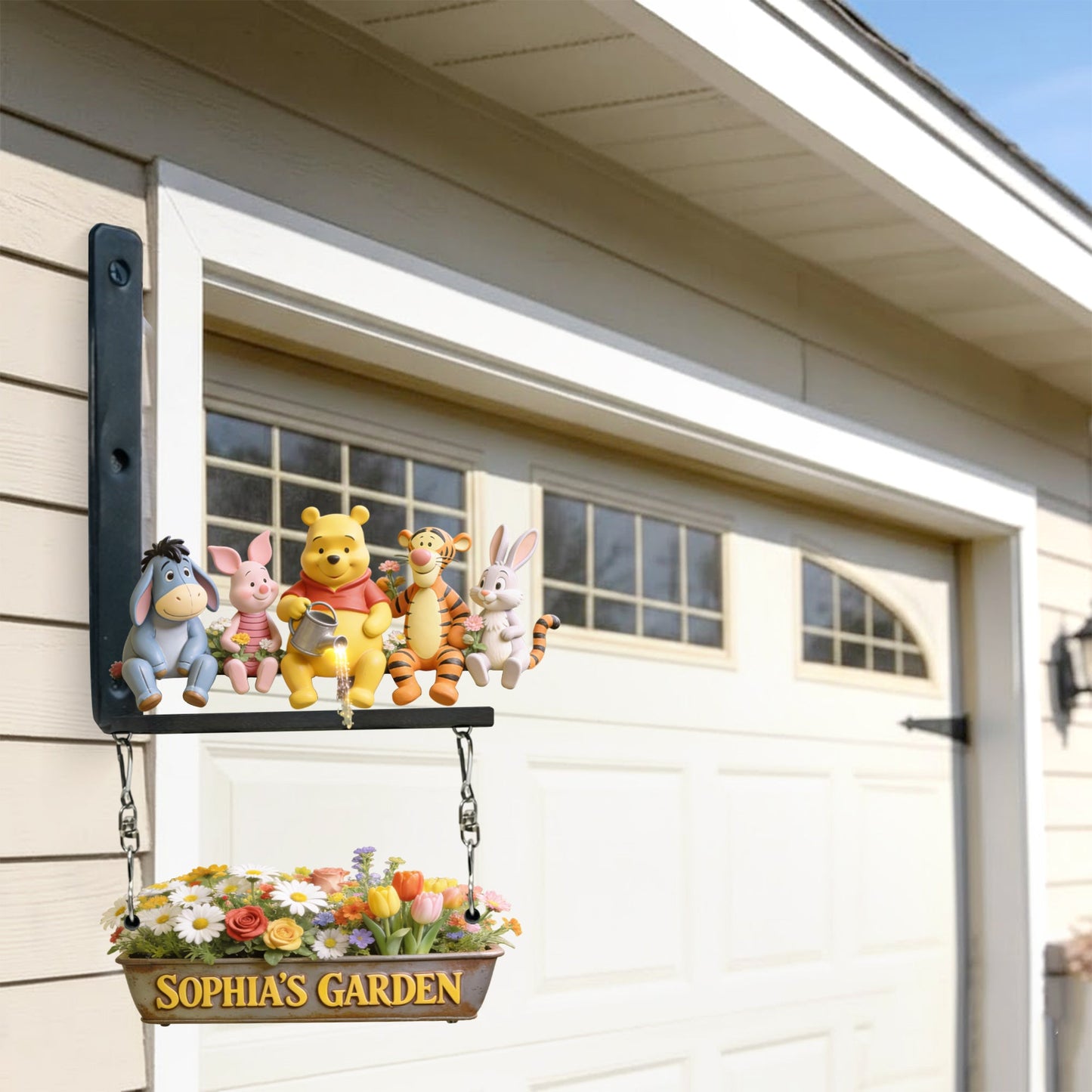 My Beautiful Garden - Personalized Yellow Bear Wooden Wall Mount Sign