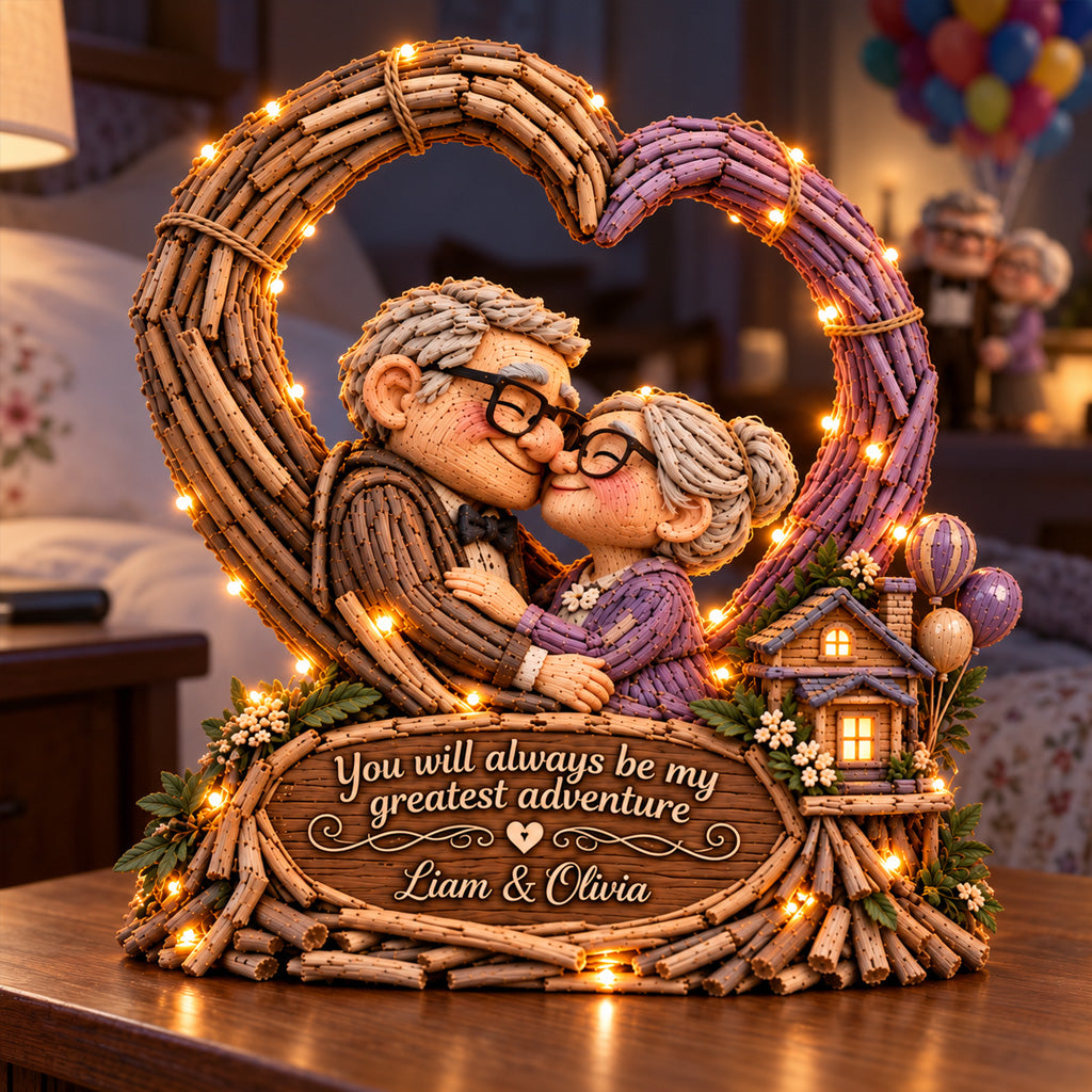 Old Couple Heart - Personalized Up Movie Couple Acrylic LED Night Light