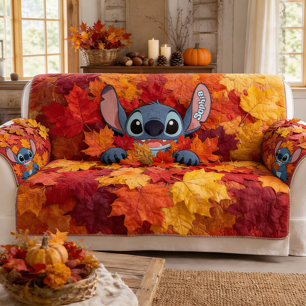 Hello Fall - Personalized Ohana Quilted Sofa/Couch Cover