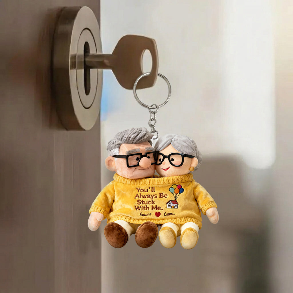 You'll Always Be Stuck With Me - Personalized Up Movie Couple Plush Keychain