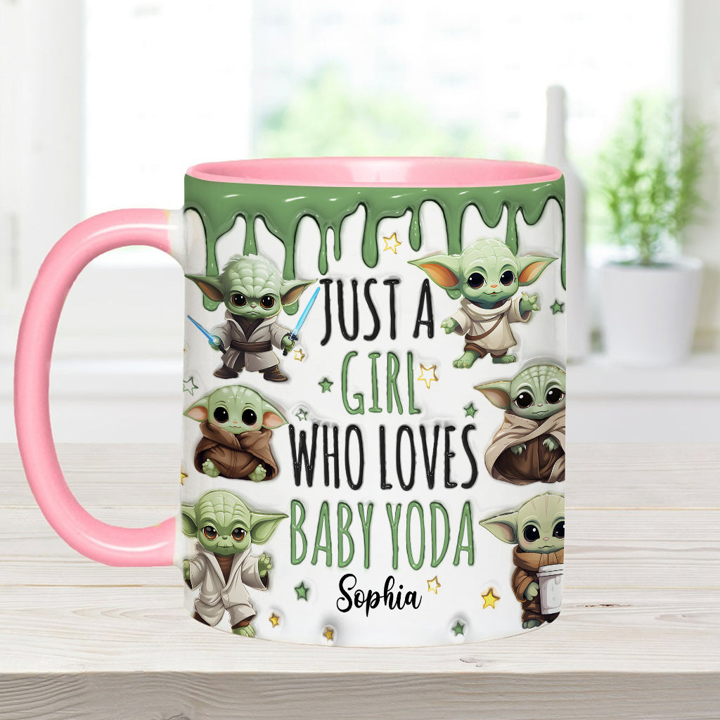 Just A Girl Who Loves Baby Yoda - Personalized The Force Accent Mug
