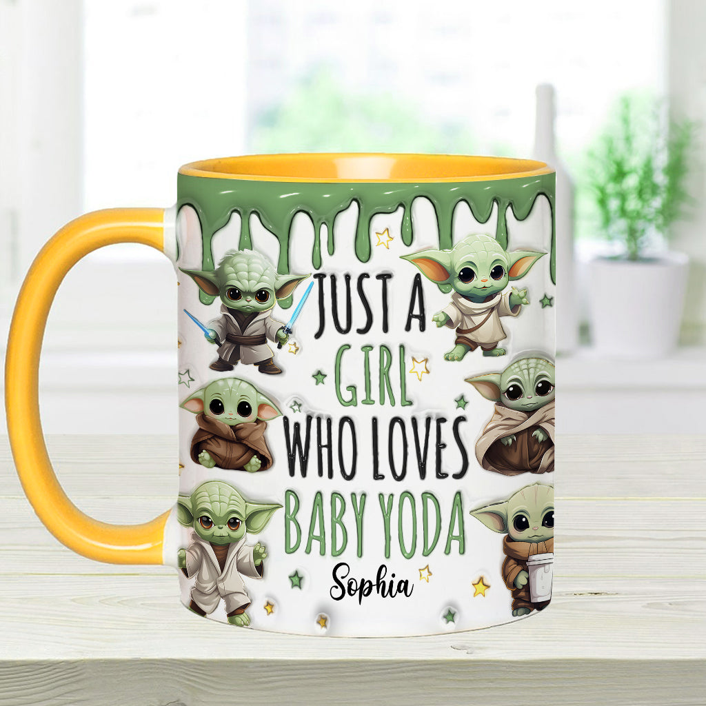 Just A Girl Who Loves Baby Yoda - Personalized The Force Accent Mug