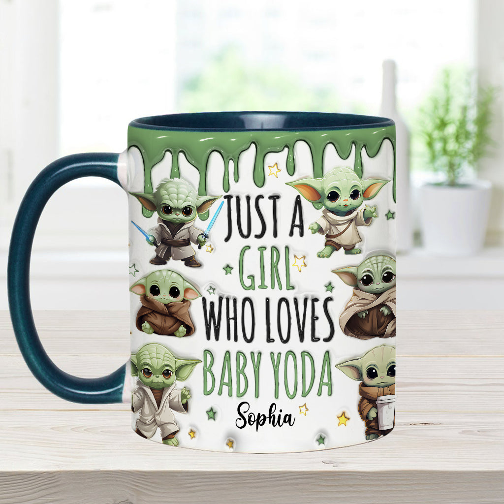 Just A Girl Who Loves Baby Yoda - Personalized The Force Accent Mug
