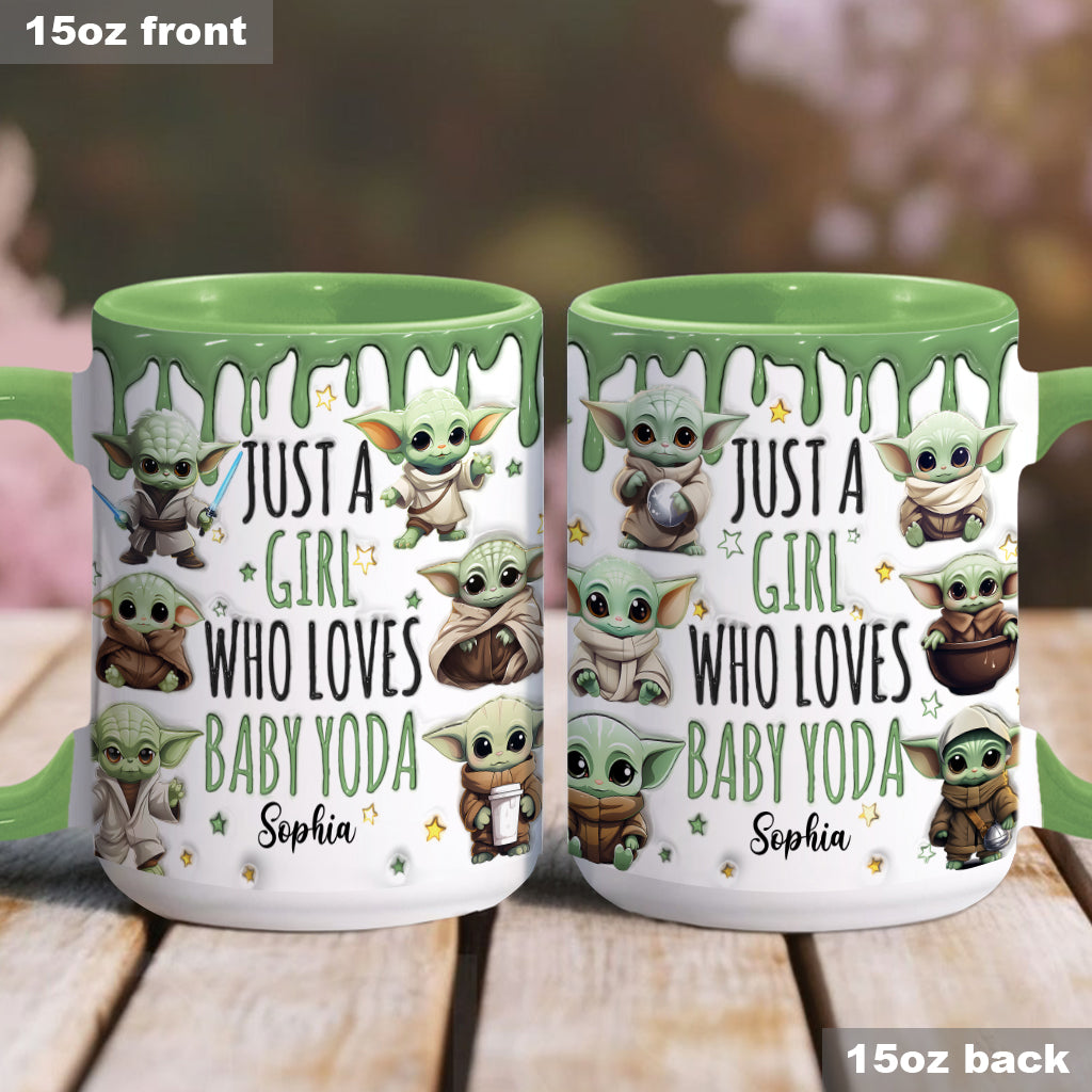 Just A Girl Who Loves Baby Yoda - Personalized The Force Accent Mug