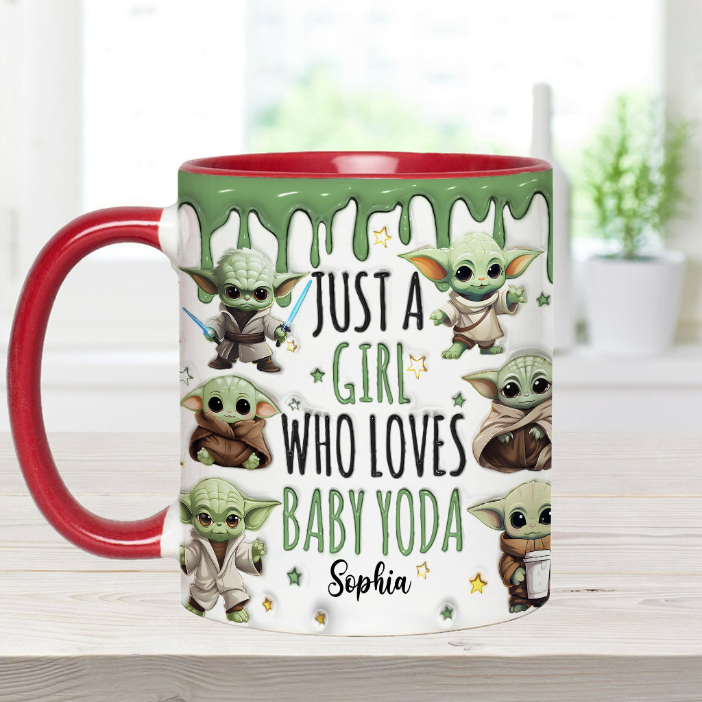Just A Girl Who Loves Baby Yoda - Personalized The Force Accent Mug