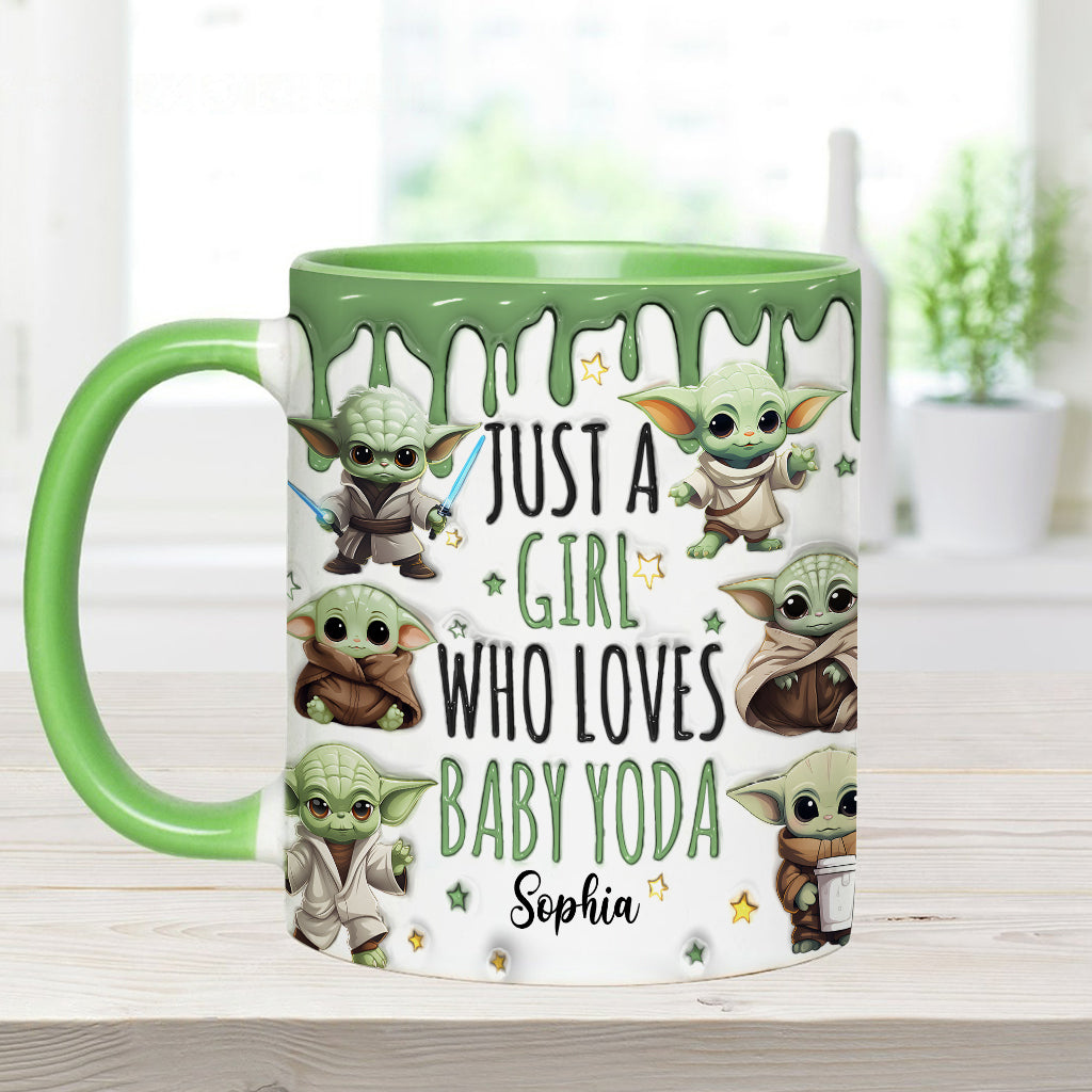 Just A Girl Who Loves Baby Yoda - Personalized The Force Accent Mug