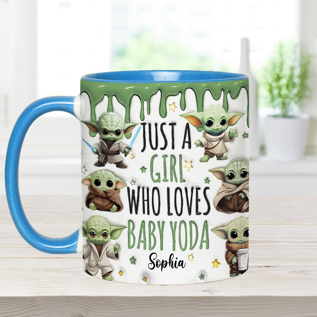 Just A Girl Who Loves Baby Yoda - Personalized The Force Accent Mug