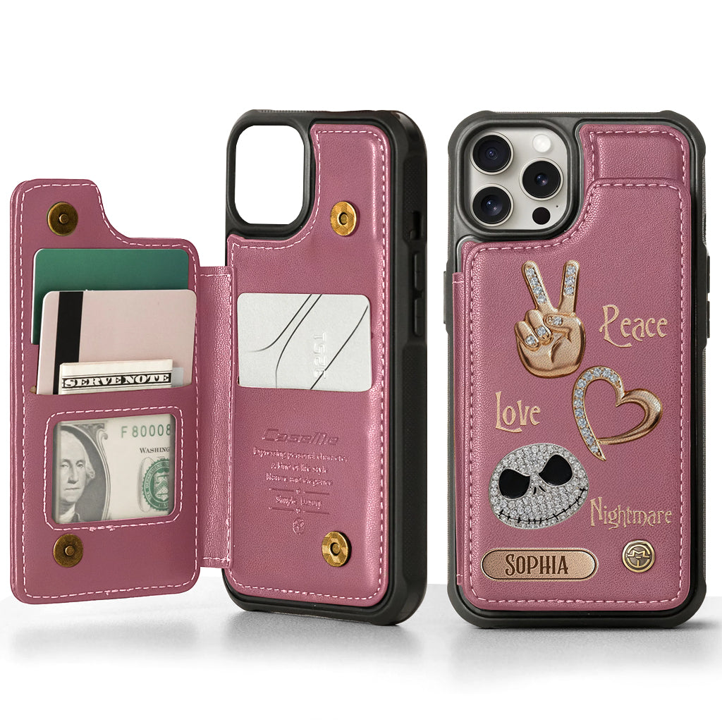 Peace Love Nightmare - Personalized Nightmare Wallet Phone Case