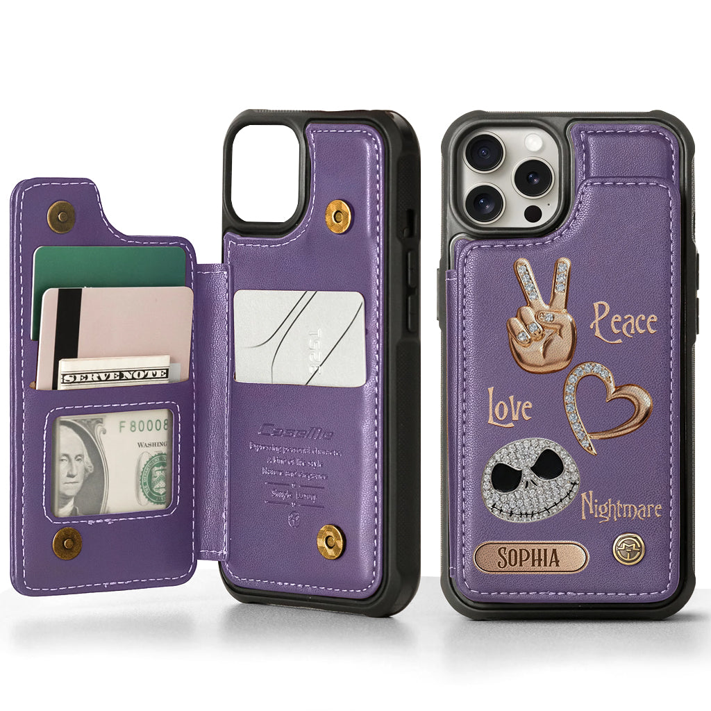 Peace Love Nightmare - Personalized Nightmare Wallet Phone Case